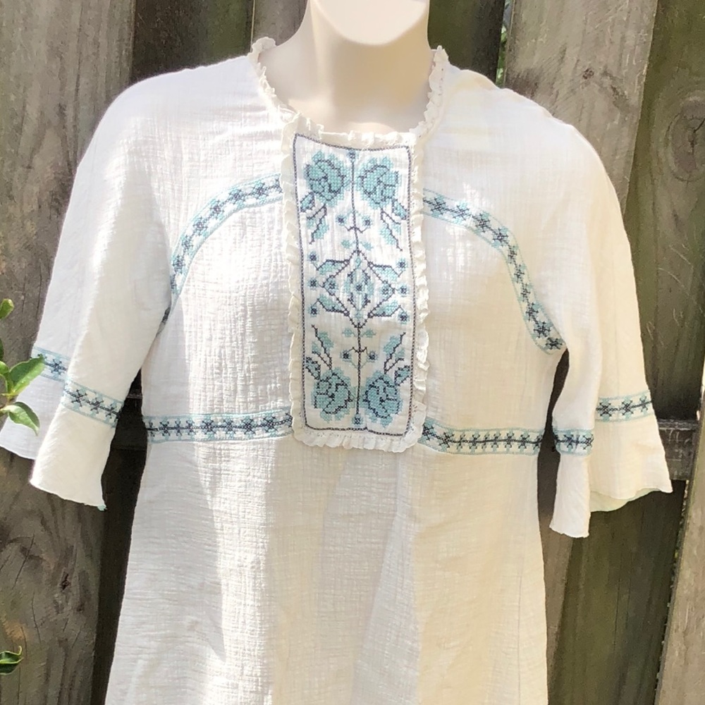 Sophie Max White Blue/Turquoise Dress XL NWT